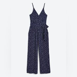 Navy Blue & White Polka Dot Jumpsuit Romper size Large